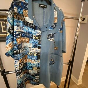 Blue License Plate Print Shirt